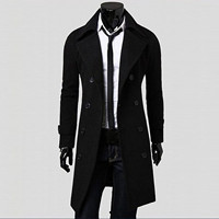 Manteau de Vent Homme OEM/ODM Trench Slim Élégant Croisé Long Coupe-Vent Vêtement d'Extérieur Veste Homme