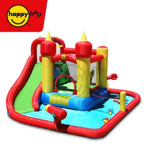 Happy Hop Bouncer Inflatable-9016 Bouncer Kolam Perosotan Air Anak-anak, Seluncuran Air Tiup dan Taman Air untuk Dijual