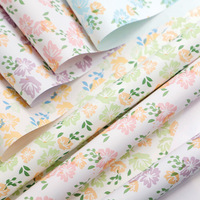Papier d'emballage pour bouquet de fleurs fraîches, papier kraft mat imperméable avec motif de petites fleurs pour l'emballage de cadeaux