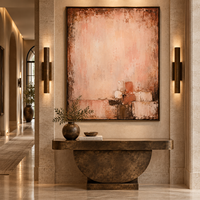 Peinture abstraite sur toile en terre cuite, géométrique, texturée, minimaliste, pour la décoration de hôtels de luxe, villas et salons.