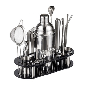 Ensemble de shaker à cocktails pour débutants, ensemble complet de bouilloires en acier inoxydable à manivelle manuelle pour la maison, cocktail professionnel - Product Image 2