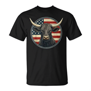 Camiseta vaquera con diseño de toro de rodeo y bandera americana desgastada - Product Image 2