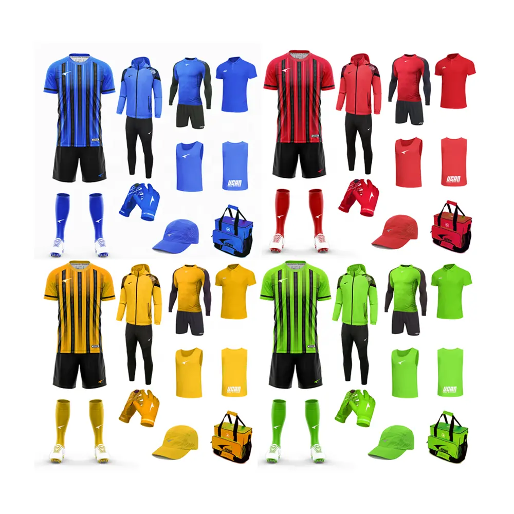 Großhandel 100% Polyester günstig Sublimation Fußballbekleidung Fußballuniform Fußballtrikot Kits individuelle Herren Fußballuniform mit Logo