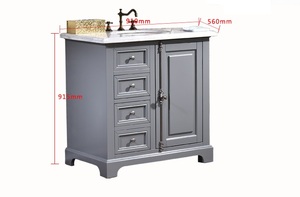 35in. In vero legno sanitari vanità bagno blu moderno mercato Americano stile angolo armadi no specchio e rubinetti - Product Image 5