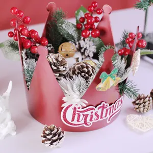 Caja de fiesta impermeable de Navidad caja de regalo de corona delicada decoración de Navidad envoltura caja de regalo de Navidad en forma de corona para Navidad