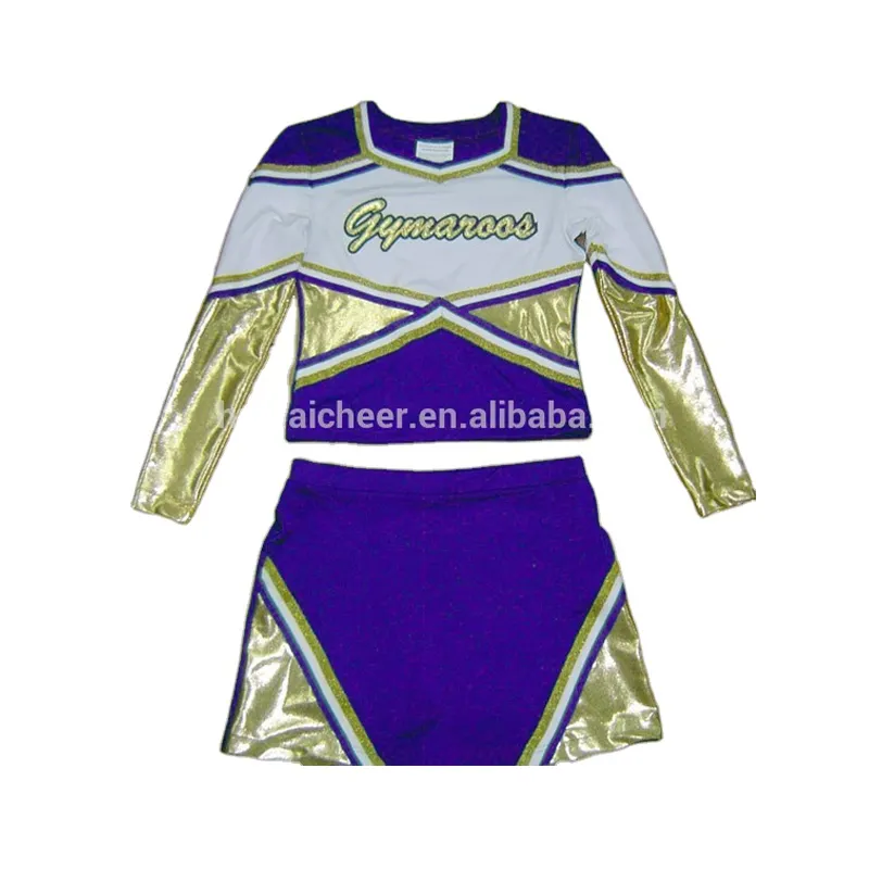 Vendas diretas Fantasia Cheerleader Costume Long Sleeve Uniforme Cheerleading Escolar para Mulheres