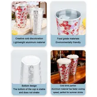 Ensemble de tasses en aluminium de 470 ml à motif de fleurs de cerisier, changeant de couleur, légères, pour café et boissons froides, boîte cadeau pour la maison et le bureau