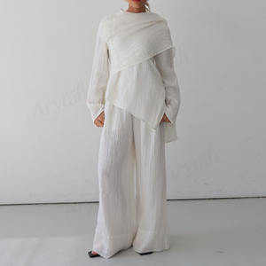 <span class=keywords><strong>Ensemble</strong></span> Élégant Haut et <span class=keywords><strong>Pantalon</strong></span> <span class=keywords><strong>pour</strong></span> Femmes Musulmanes, Châle Design Personnalisé, Couleur Unie, Longueur Complète, Tenue Pudique - Product Image 1