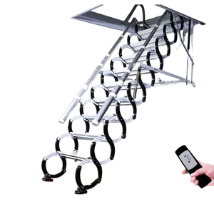 Nouvelle échelle télescopique manuelle pliable <span class=keywords><strong>avec</strong></span> rampes métalliques et marches en acier au carbone <span class=keywords><strong>pour</strong></span> <span class=keywords><strong>grenier</strong></span> ISO CE ROHS - Product Image 3