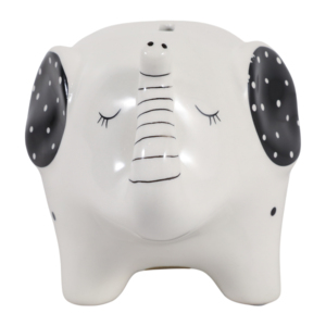 Salvadanaio a forma di elefante in gres, scultura decorativa per casa, ufficio, camera, mensola - Product Image 3