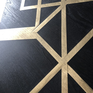 Suelo de Madera de Ingeniería de Alta Calidad, Moderno, con Incrustaciones de Latón y Metal Negro, Parquet - Product Image 2