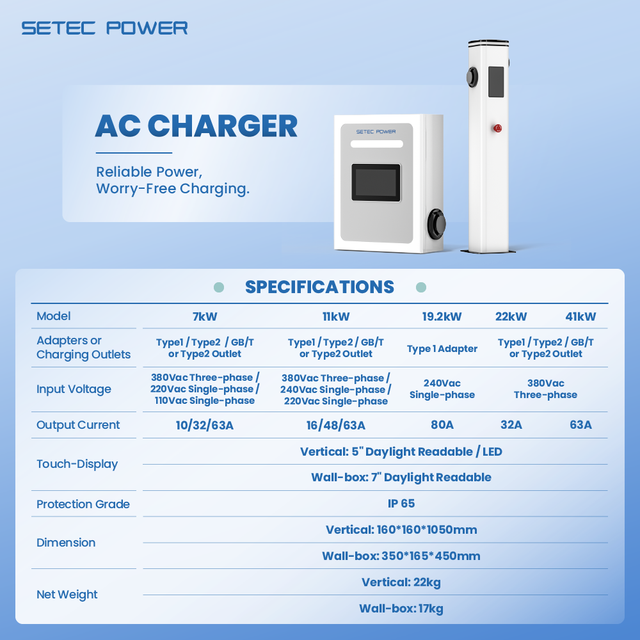 7kW/11kW/19.2kW/22kW/41kW Home AC Ev Charger Station Level 2 Type1/ Type2/GBT Vehicle Car Charging Station