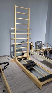 Lit <span class=keywords><strong>de</strong></span> Pilates professionnel pour l'alignement du tronc, avec double rail en bois et échelle coulissante bidirectionnelle - Product Image 3