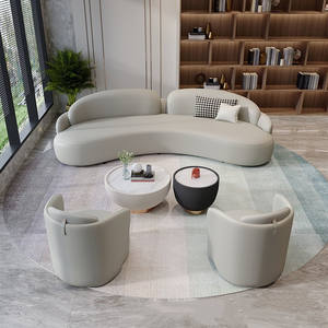 Conjunto de Sofás Curvos de Cuero, Muebles Modulares para Oficina, Sala de Reuniones, Hotel, Salón de Belleza, Área de Recepción - Product Image 4