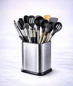 Support de rangement carré en acier inoxydable pour ustensiles de cuisine, design minimaliste et durable - Product Image 3