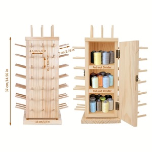 ที่วางแกนม้วนไม้ 5 ชั้น หมุนได้ สำหรับจัดเก็บด้ายเย็บผ้าบนโต๊ะ - Product Image 2