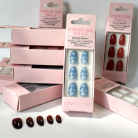 Vente en gros de faux ongles personnalisés à presser, 30 pièces, forme amande, ongles français moyens, doux, réutilisables, ensemble de faux ongles, certifié OEM ODM CE ISO GMPC