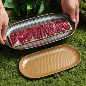Plato Ovalado de Carne de Res para Restaurante Mountain Breeze Hot Pot, Plato de Carne de Res Suave, Plato de Carne de Res Snowflake, Melamina Creativa - Product Image 1