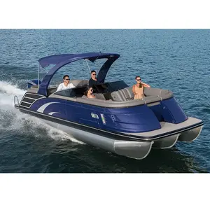 Pontoon boat with motor fiberglass sport boat cabin cruiser yacht luxury boat luxury tritoon Fiberglass factory customized