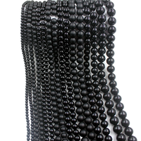 Perles rondes en pierre noire de haute qualité, perles en verre coloré givré, accessoires de bricolage semi-finis, perles en vrac
