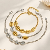 Bracelet Coquillage Élégant pour Femme en Acier Inoxydable 316L Plaqué Or 18K PVD, Anti-ternissement, Thème Océan, Accessoire de Plage Estival