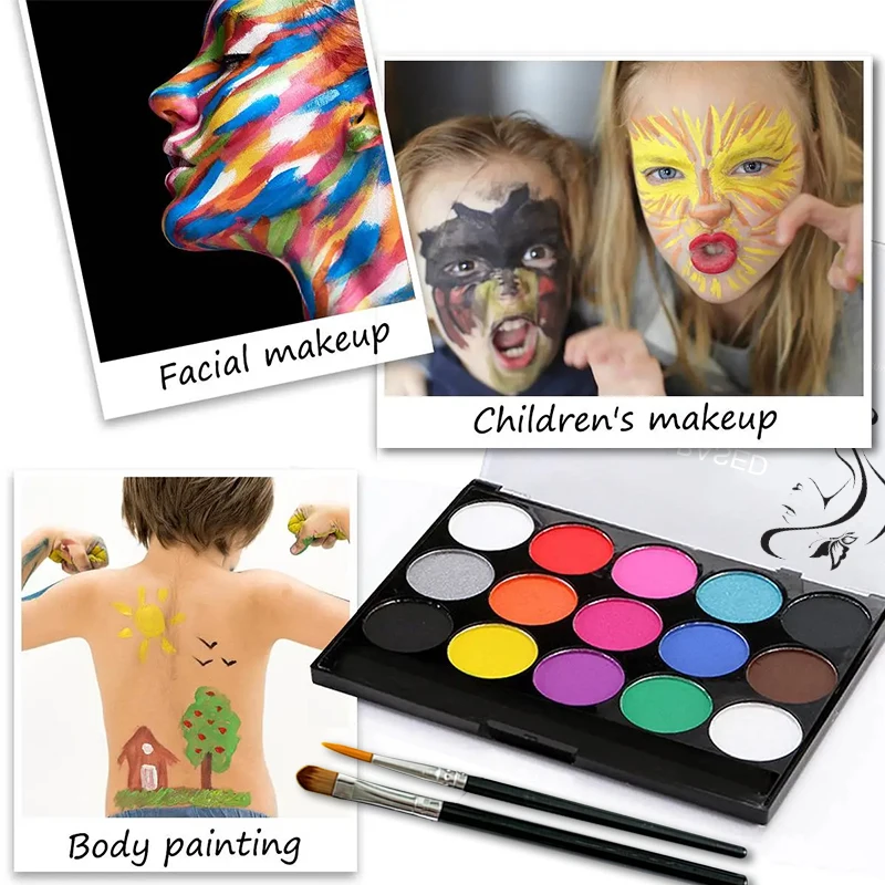 15 Kleur Gezicht Body Art Paint Schilderij Halloween Party Fancy Make-Up Tool Gezicht Bodypaint