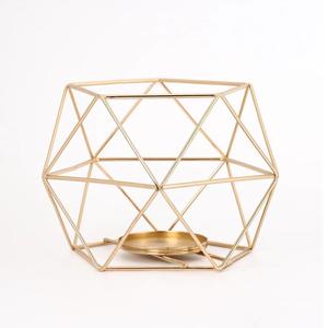 Portavelas de Hierro Forjado Dorado en Forma de Cilindro, Decoración Navideña Hecha a Mano, Portavelas Geométrico de Alambre con Recubrimiento Electrolítico - Product Image 4