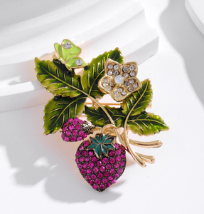 Broche de <span class=keywords><strong>Fresa</strong></span> Rojo de Lujo, Elegante y Encantador, con Pedrería, de Aleación, para Mujer - Product Image 6