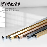 Promotion : Profilé en U en acier inoxydable 304, finition miroir or/noir, bande décorative murale en métal pour carrelage, idéal pour la décoration intérieure