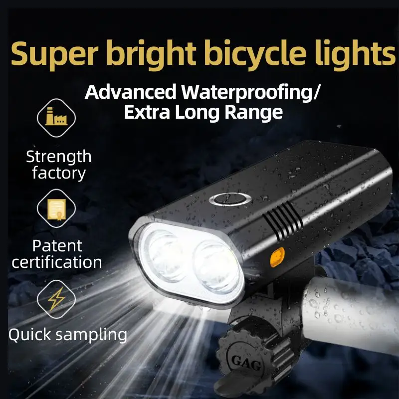 إضاءة للركوب الليلي مع منفذ شحن USB إضاءة معدات ركوب الدراجة الجبلية إشارة تحذير إضاءة أمامية ملحقات