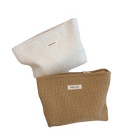Nouveau BSCI en vrac Design personnalisé Logo motif doré doux luxe femmes trousse de toilette voyage trousse de maquillage en toile de coton