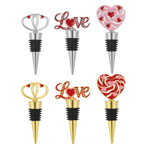 Valentine's Day <b>Wine</b> Bottle <b>Stopper</b> Love Heart Shape Zinc Alloy Food Grade Party Gift - Product Image 5