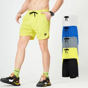 กางเกงออกกำลังกายขาสั้นสำหรับผู้ชาย,กางเกงขาสั้นสำหรับวิ่งเหนือเข่าทำจากโพลีเอสเตอร์ตาข่ายสีสดเหมาะสำหรับนักวิ่ง