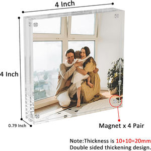 Petit cadre <span class=keywords><strong>photo</strong></span> en acrylique <span class=keywords><strong>4x4</strong></span> pouces cadre <span class=keywords><strong>photo</strong></span> magnétique transparent cadre <span class=keywords><strong>photo</strong></span> sans cadre Double face pour bureau debout libre - Product Image 2