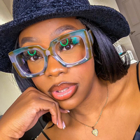 Lunettes de soleil oversize à monture carrée personnalisées, tendance mode 2026, colorées, pour femme, populaires, motif léopard marron