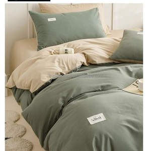 Housse <span class=keywords><strong>de</strong></span> couette en coton uni <span class=keywords><strong>de</strong></span> couleur unie, style luxe léger, lavée, pièce unique, modèle <span class=keywords><strong>de</strong></span> dortoir étudiant 008, tissu 40 fils, moderne - Product Image 3