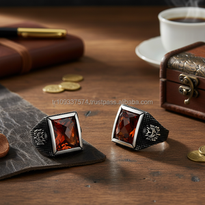 925K Sterling <b>Silver</b> Huge Red Stone <b>Men</b> <b>Ring</b> - Product Image 2