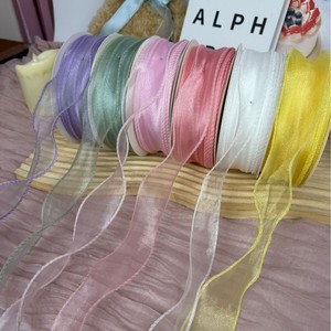 Bantlı Balık Kuyruğu Organze Kurdele Yanardöner Renkli Çiçek Buketi Kadife Kurdele Çift Taraflı DIY Çiçek Sanatı Moda Noel - Product Image 5