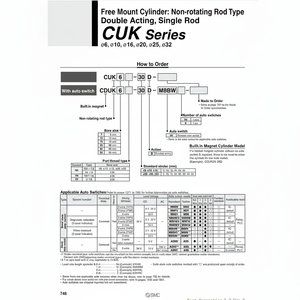 SMC Pneumatics Mini Cylindre à Montage Libre CUK10-30D Pièces Pneumatiques - Product Image 1