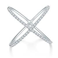 Bague en moissanite en forme de X en argent 925 plaqué or 18 carats, design de niche style Instagram, bijoux pour femmes, dropshipping