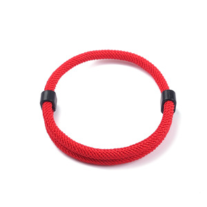 <b>Red</b> Rope Wrap <b>Bracelet</b> Unisex Casual Sporty Style Double Layered Black End Caps Adjustable <b>Bracelets</b> - Product Image 1