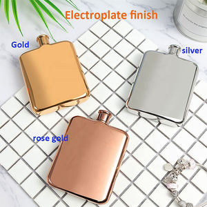 กระติกน้ำสะโพกขัดเงากระจกสีเงิน6ออนซ์,กระติกน้ำพร้อมฝาปิดและถาดแบบกำหนดเองปริมาณสั่งซื้อขั้นต่ำน้อย - Product Image 5