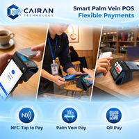 Système de point de vente mobile Cairan 8 pouces à double écran avec lecture de veine palmaire, pour restaurants et commerce de détail, avec QR, code-barres, Bluetooth, logiciel hors ligne et personnalisation