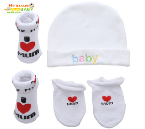 Conjunto de <span class=keywords><strong>Manoplas</strong></span> de algodón suave para bebé recién <span class=keywords><strong>nacido</strong></span>, sombrero a rayas, mitones antiarañazos, calentador infantil, suministros de ropa - Product Image 4