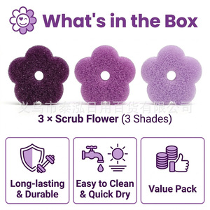 Tampon de nettoyage rond en coton thermosensible Flower Little Purple pour toutes les surfaces - Product Image 5