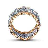 Silber & Gold Farbe Luxus Vintage Zirkonia Ring platini ert 3a Cz Band Trau ringe für Frau