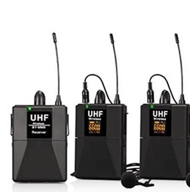 UHF Wireless Microphone Set With Bodypack Transmitter and Mini Rechargeable Receiver for for Vlogging/DSLR Camera/Mobile