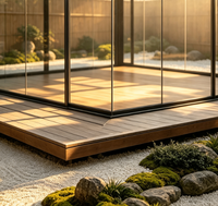 Pergola moderne en aluminium sur mesure, véranda avec double vitrage trempé Low-E, système de toit à lames orientables, conception insonorisante
