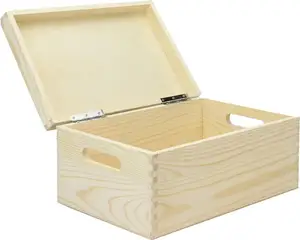 extra large unfinished wood box large wood box with hinged lid and 2 front clasp