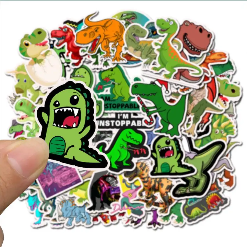 50 pack PVC dinosaur stickers waterproof graffiti stickers decor for laptop wall decal